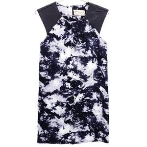 Philosophy Sheath Dress Womens Small Black Blue Galaxy Tie Dye Casual Zip Up